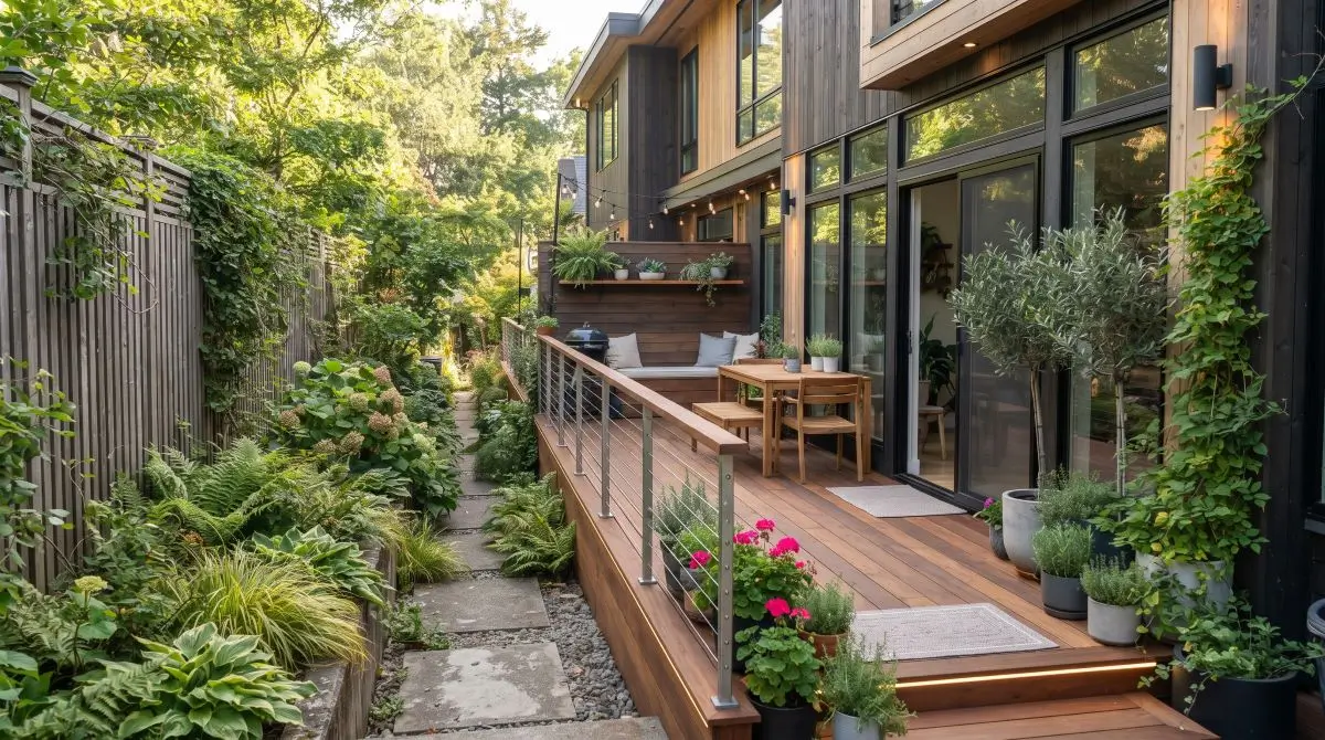 Narrow Deck Built Against the House