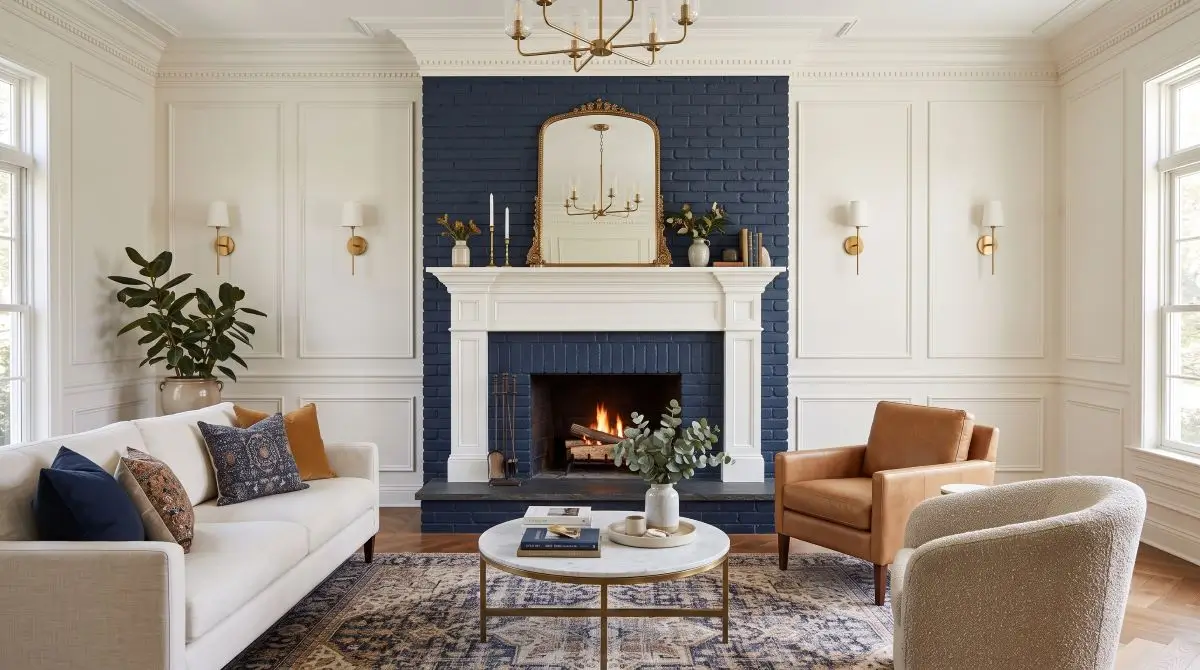 Navy Brick with White Paneling