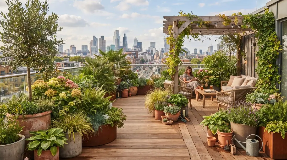 Rooftop Green Oasis by Incorporating Planters