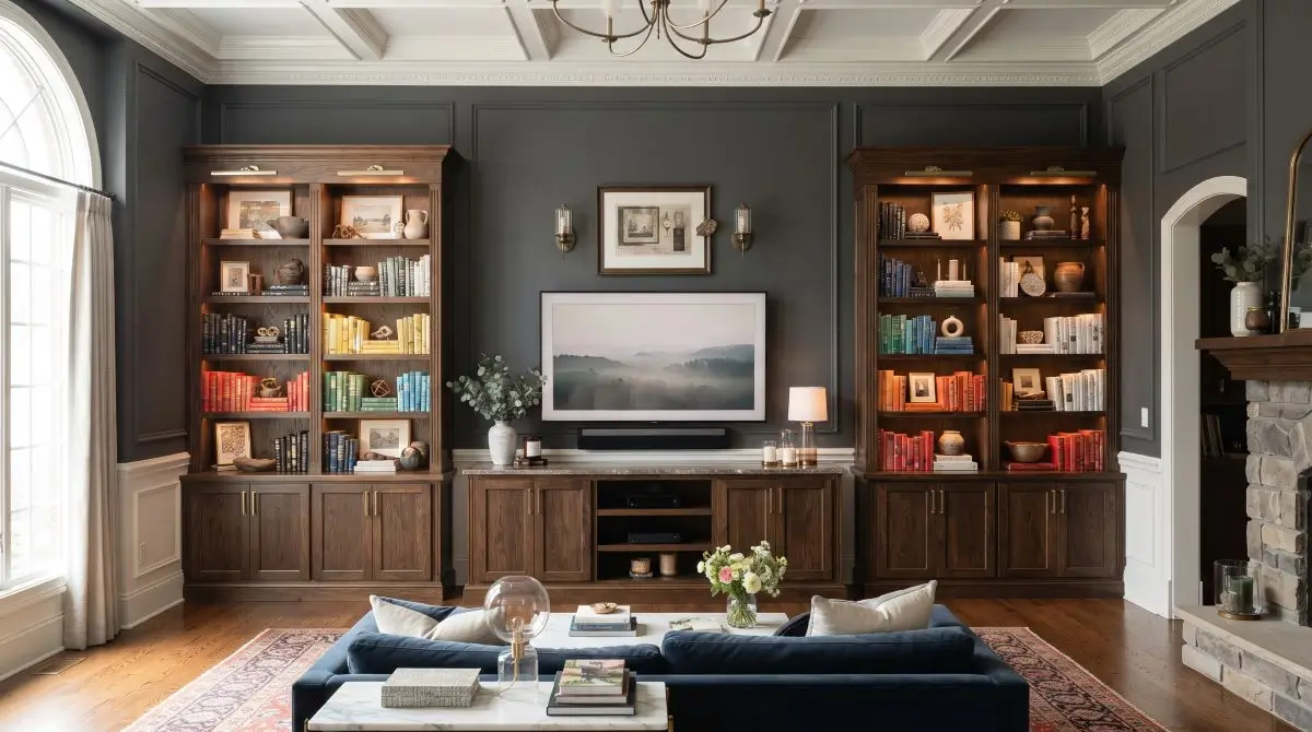 Symmetrical Bookcase Flanking
