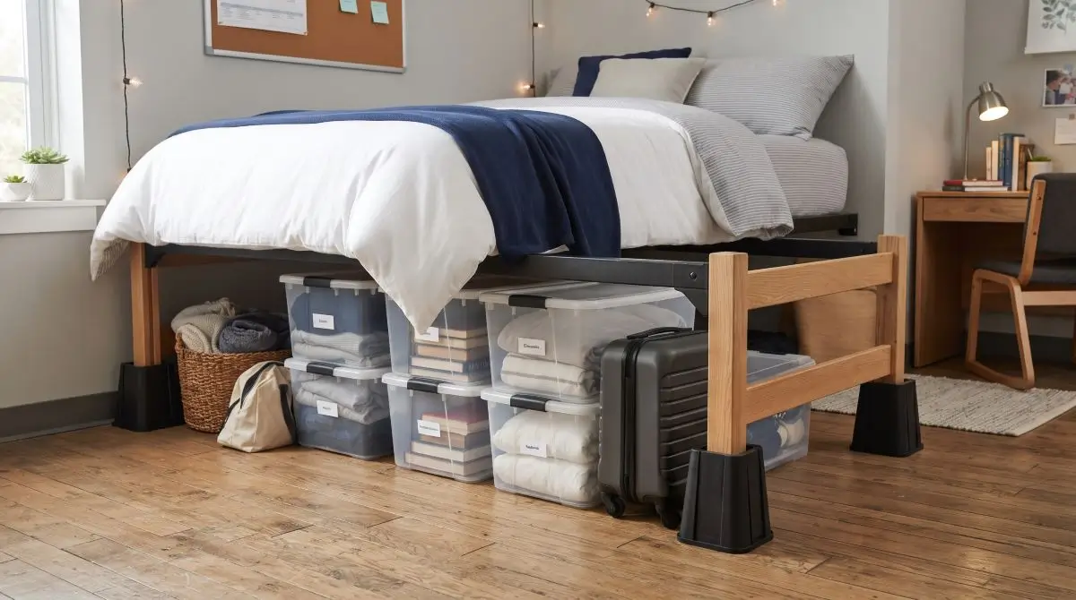 Utilize Under-Bed Storage with Bed Risers