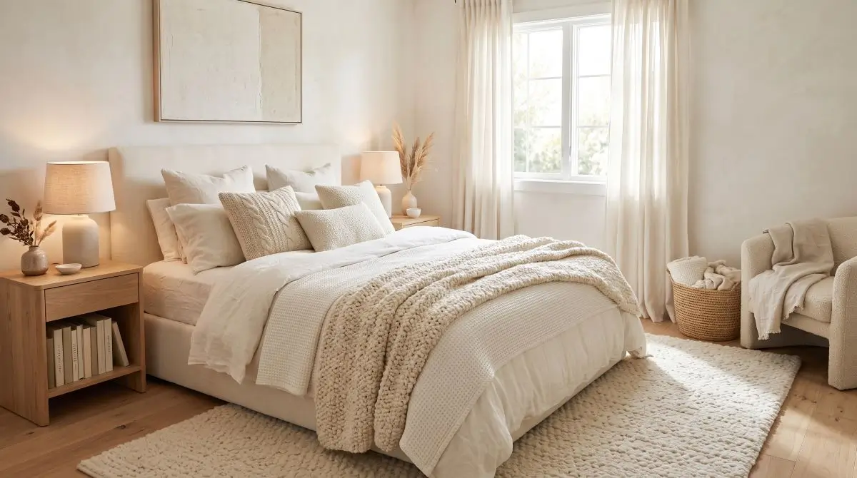 Warm White Layered Bedroom