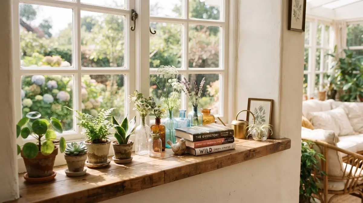 Window Ledge Styling with Plants and Décor