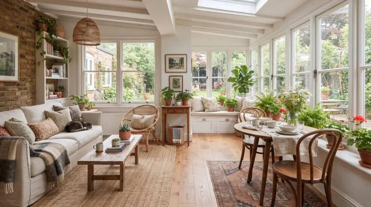 Zoned Layout in a Narrow or Long Sunroom